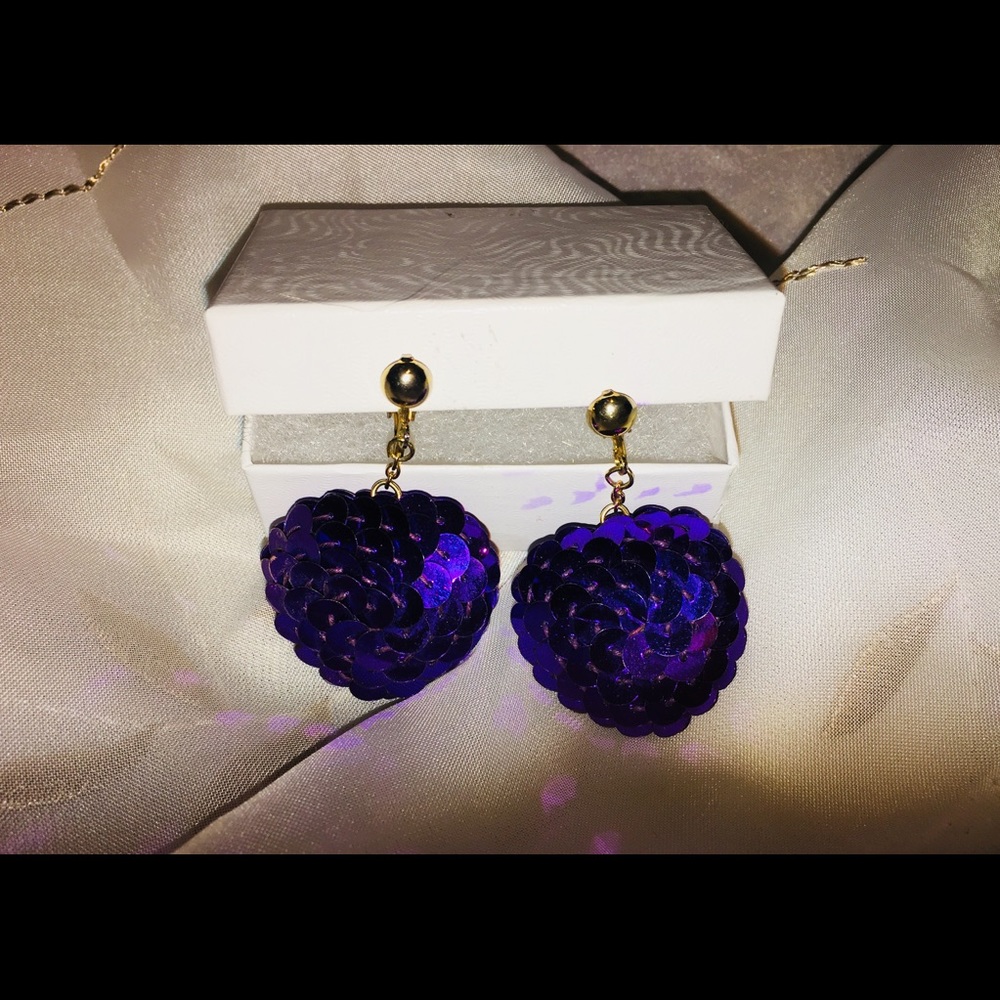 Vintage Heart Sequin Earrings
